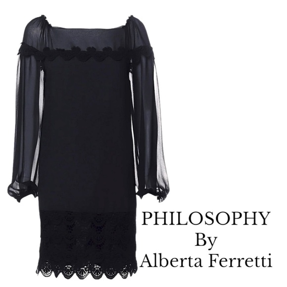 PHILOSOPHY by Alberta Ferretti Shift Short Dress Square Neckline Size 6 - Picture 1 of 8